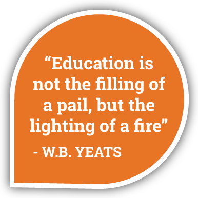 Education is not the filling of a pail, but the lighting of a fire - WB Yeats