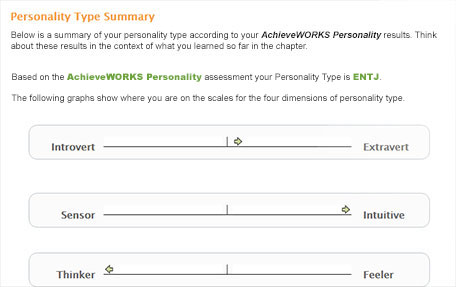 AchieveWORKS Personality results within chapter