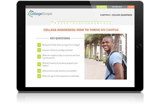 CollegeScope page in tablet