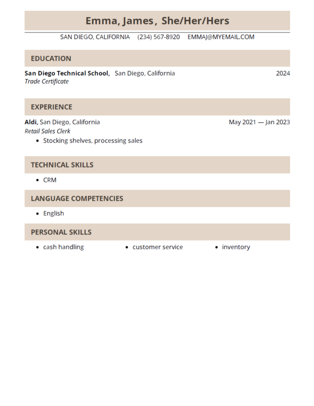 Recent Graduate resume template